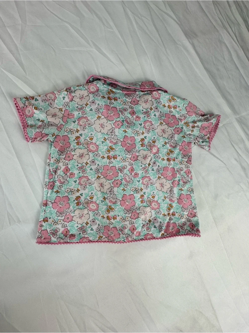Girls Pink & Mint Floral Short-Sleeve Pajama Set - Picture 4 of 7